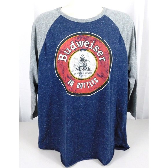 Anheuser Busch Budweiser in Bottles Men's Jersey Shirt XL Blue Gray - Picture 2 of 7